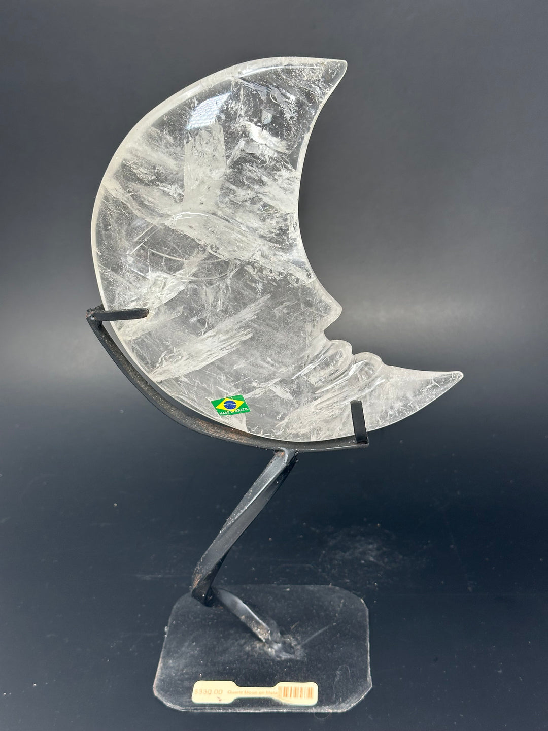 Clear Quartz Moon on Stand 500-600g Carving