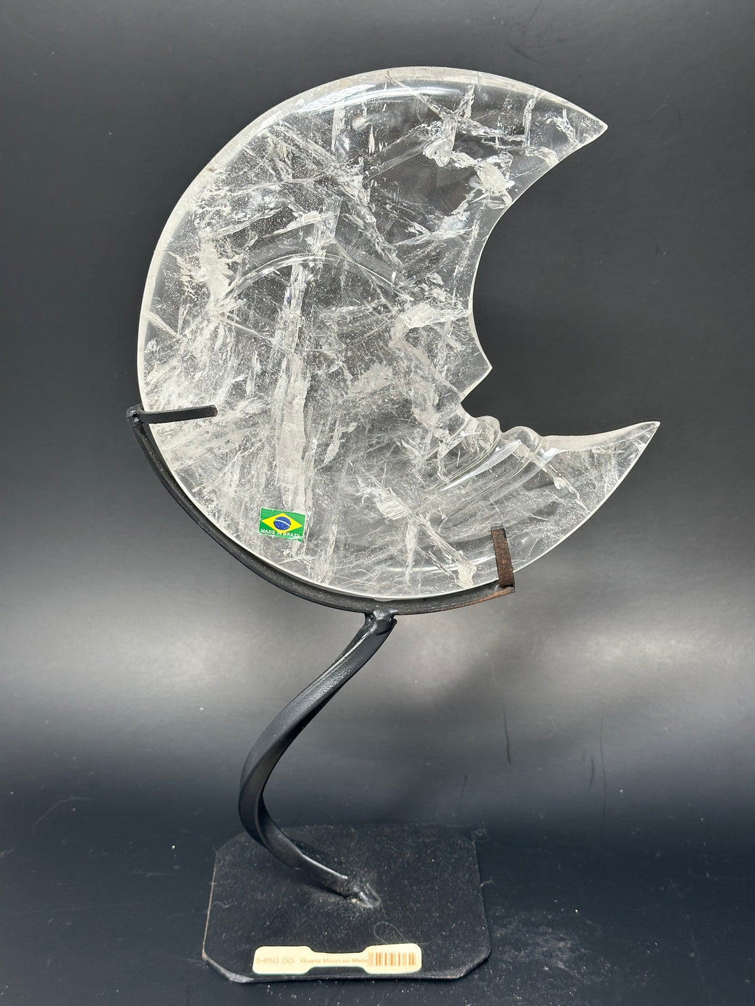 Clear Quartz Moon on Stand 700-800g Carving