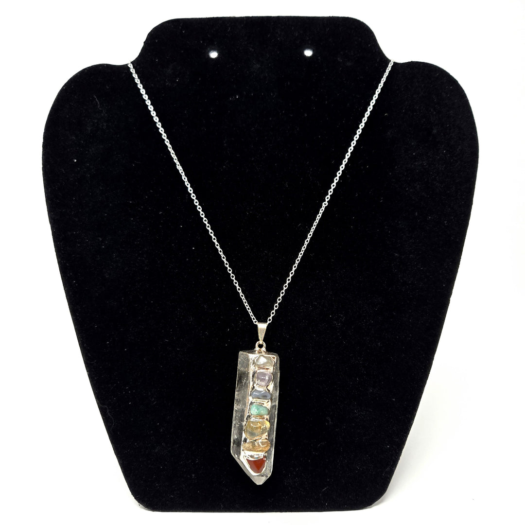 Clear Quartz 7 Chakra Pendant Silver | The Harmony Store Pendant