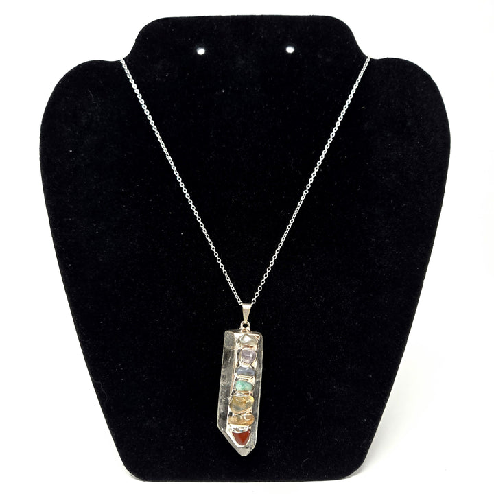 Clear Quartz 7 Chakra Pendant Silver | The Harmony Store Pendant