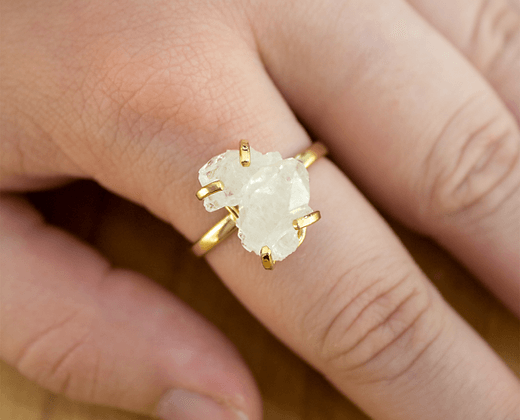 Clear Quartz Simple Band Ring | The Harmony Store Ring