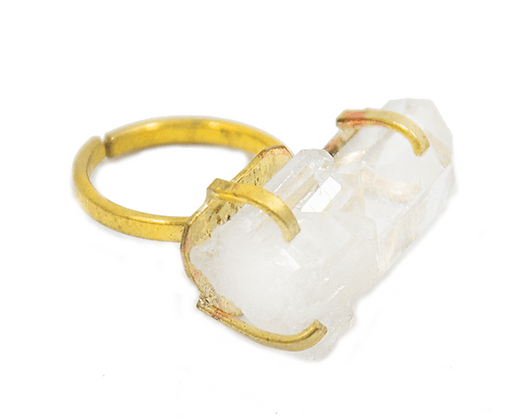 Clear Quartz Simple Band Ring - The Harmony Store