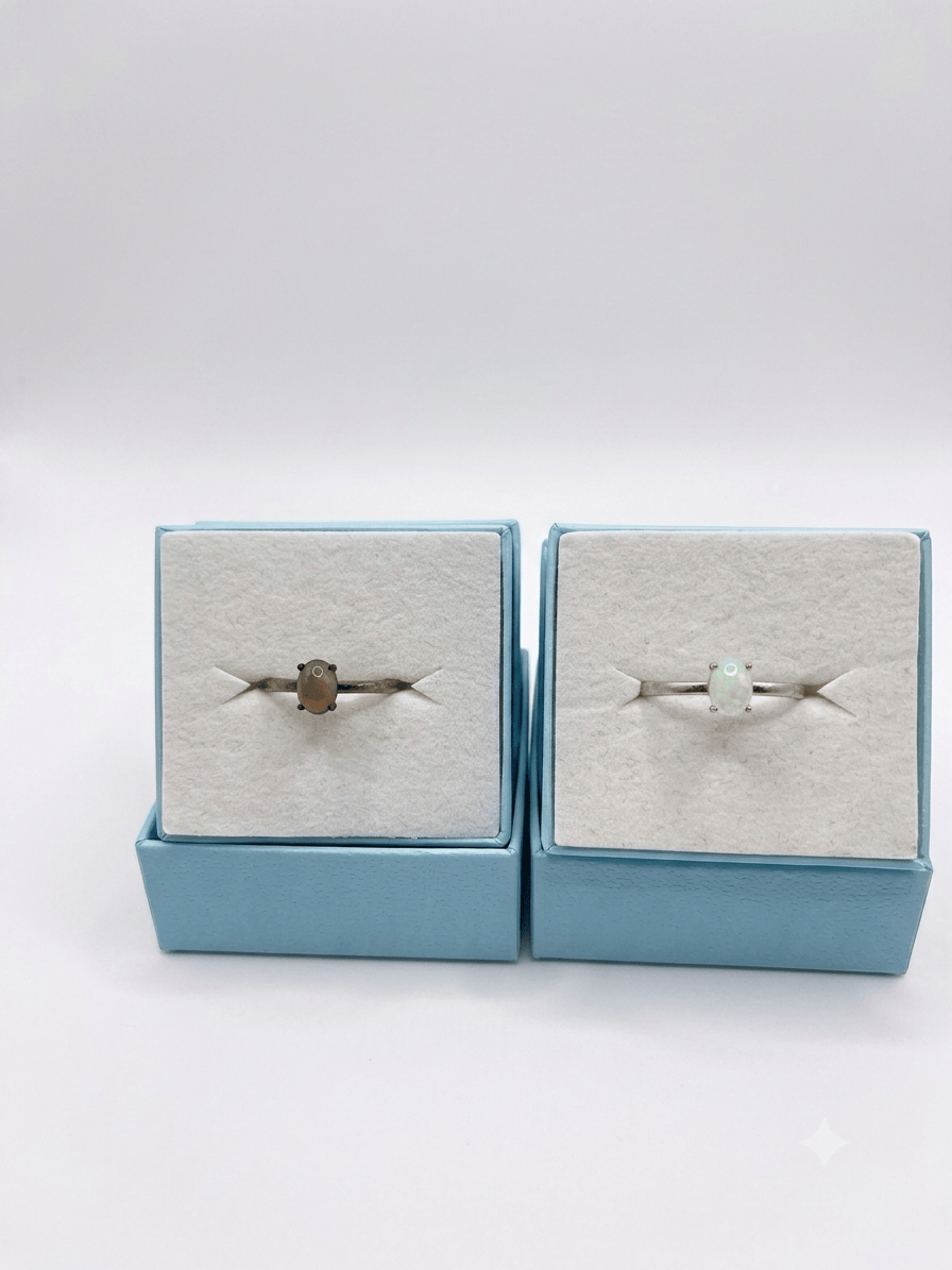 Ethiopian Opal Prong 925 Silver Ring | The Harmony Store Ring