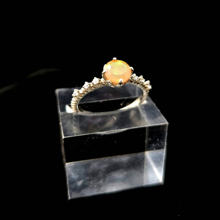 Fire Opal Faceted Prong 925 Ring | The Harmony Store Ring
