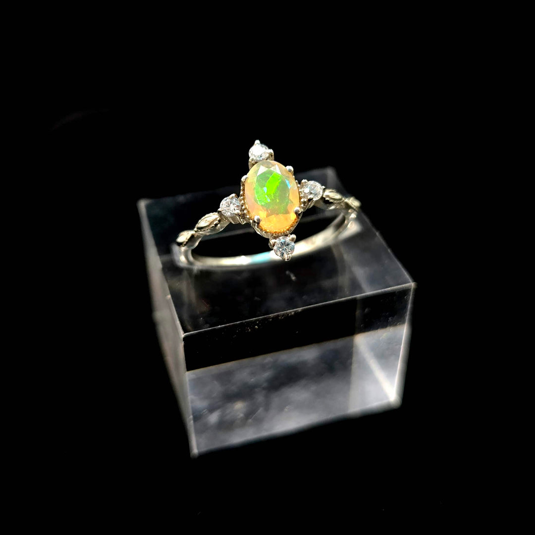 Fire Opal Faceted Prong 925 Ring | The Harmony Store Ring