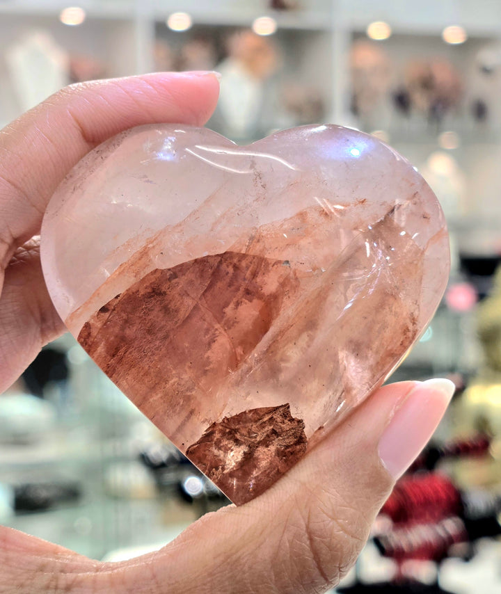 Fire Quartz Heart Puff - (Hematoid Quartz) hematoid Quartz - fire Quartz