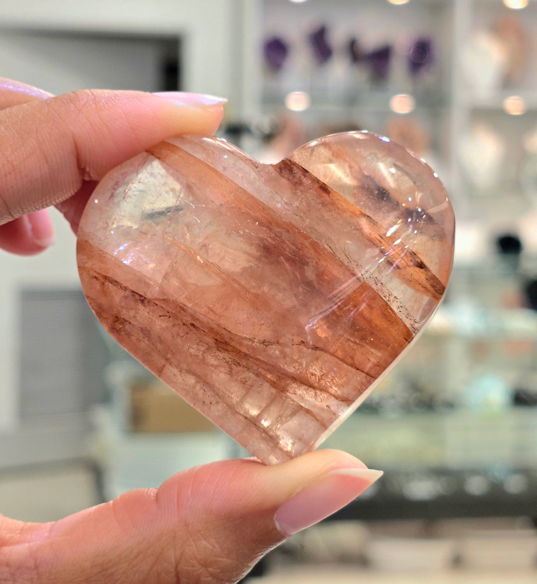 Fire Quartz Heart Puff - (Hematoid Quartz) hematoid Quartz - fire Quartz