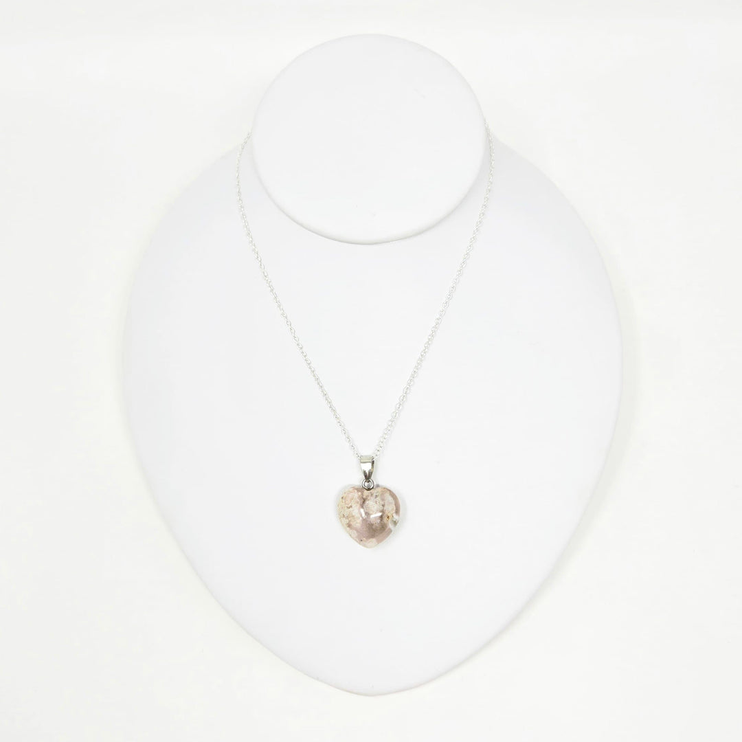 Flower Agate Heart Pendant 3/4 Inch | The Harmony Store Pendant