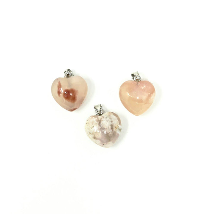 Flower Agate Heart Pendant 3/4 Inch | The Harmony Store Pendant