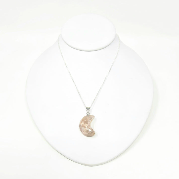 Flower Agate Moon Pendant 3/4 Inch | The Harmony Store Pendant