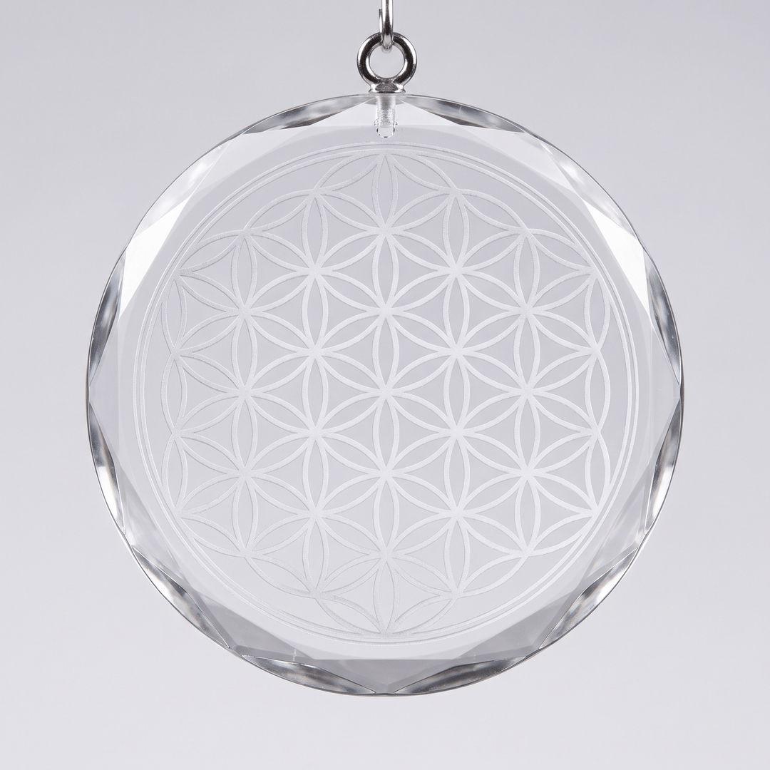 Flower of Life glass grid plate, pressed sacred geometry pattern, 5-inch — The Harmony Store