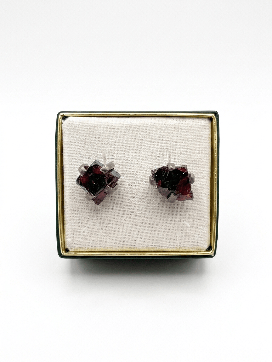 Garnet 925 Silver Stud Earrings | The Harmony Store Earrings