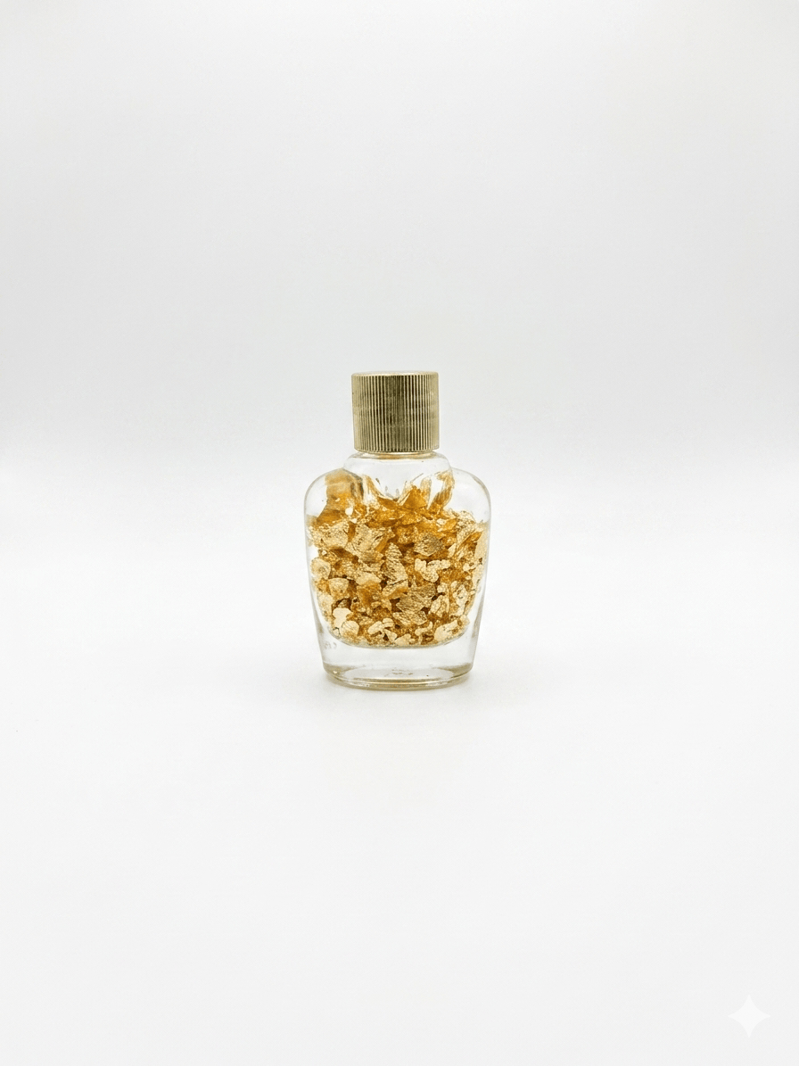 Gold Flakes Bottle | The Harmony Store Feng Shui