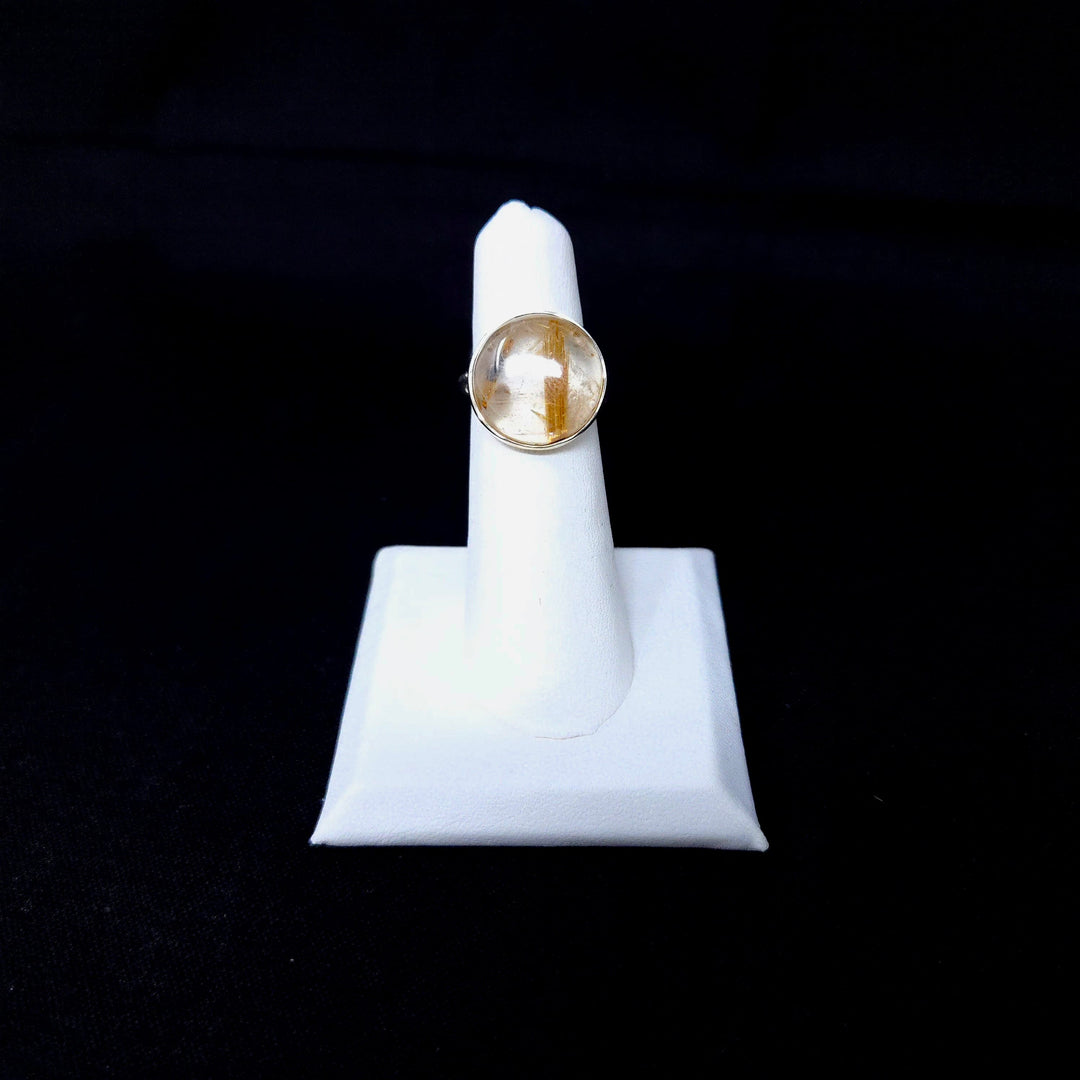 Golden Rutilated Quartz Smooth 925 Ring | The Harmony Store Ring