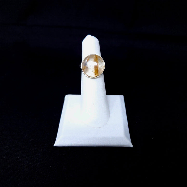 Golden Rutilated Quartz Smooth 925 Ring | The Harmony Store Ring