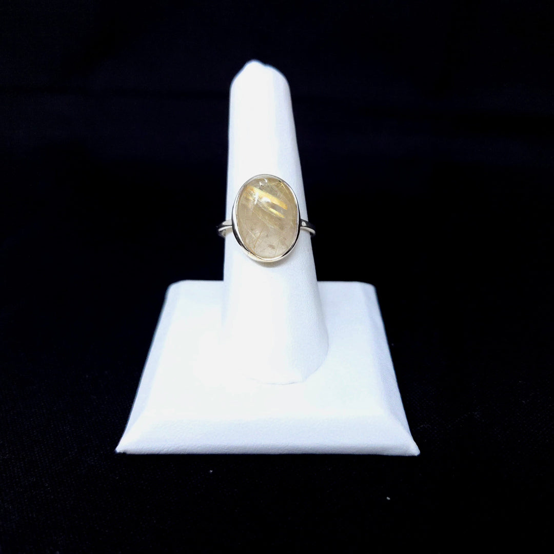 Golden Rutilated Quartz Smooth 925 Ring | The Harmony Store Ring