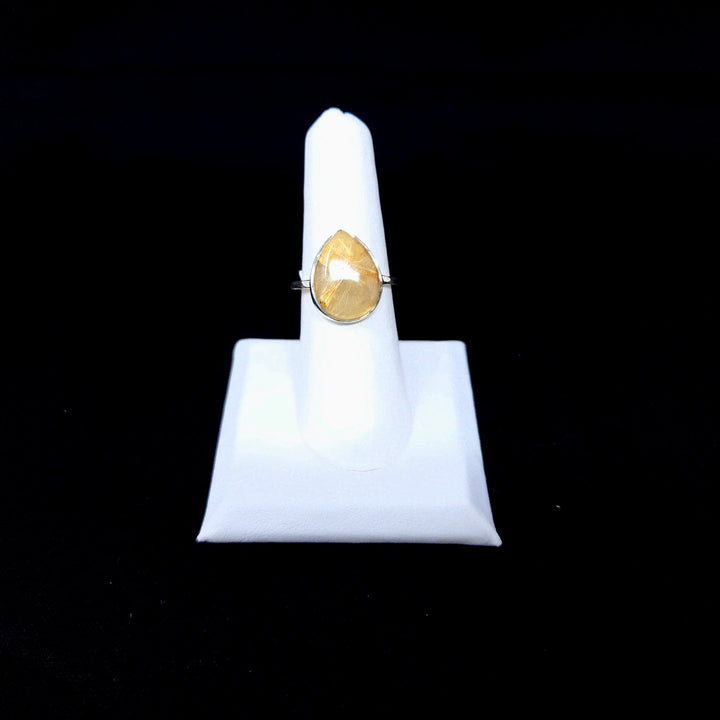 Golden Rutilated Quartz Smooth 925 Ring | The Harmony Store Ring
