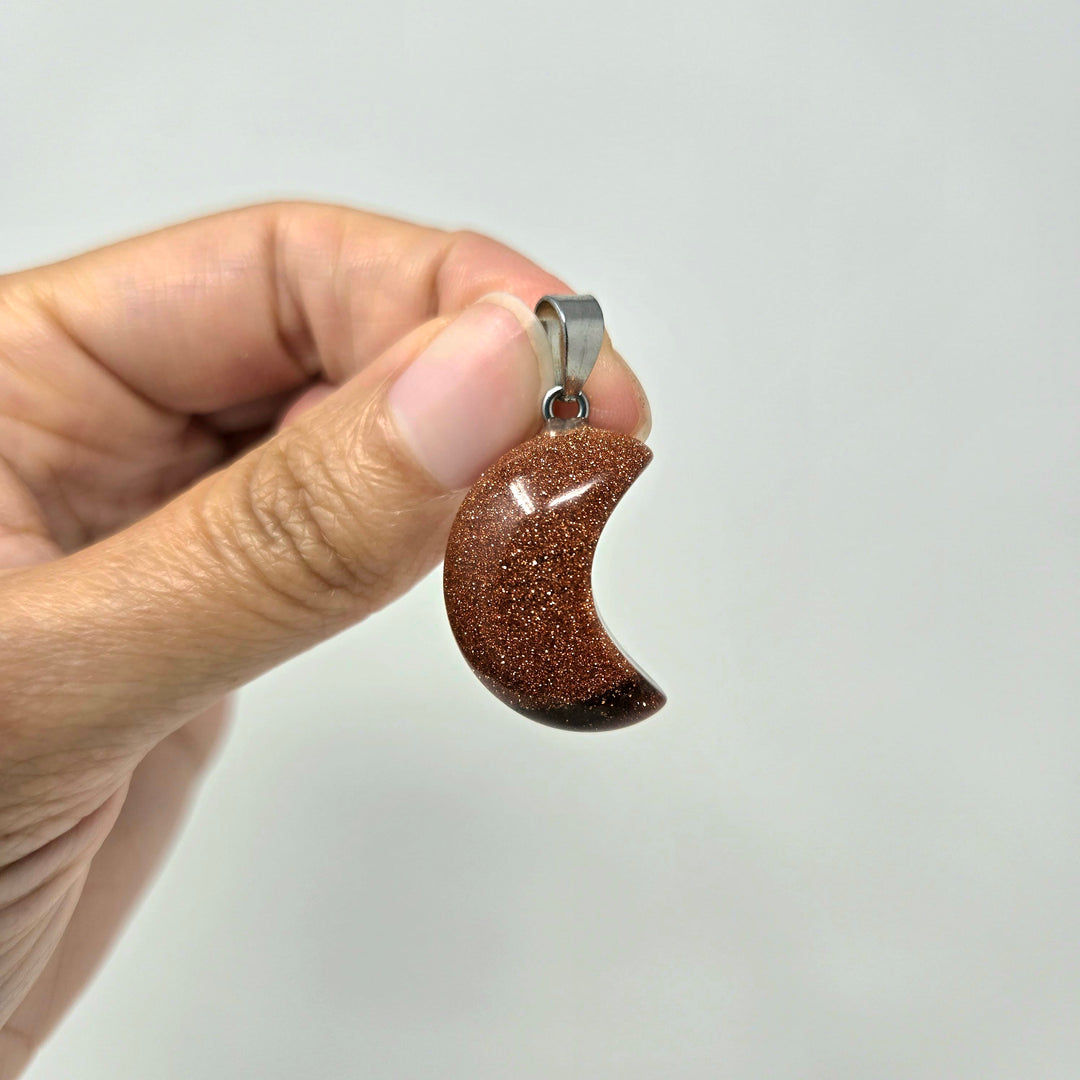 Goldstone Moon Pendant 3/4 Inch | The Harmony Store Pendant