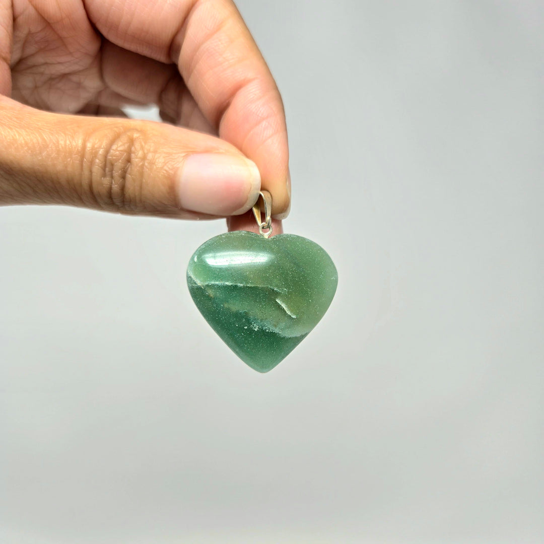 Green Aventurine Heart Pendant 35mm | The Harmony Store Pendant