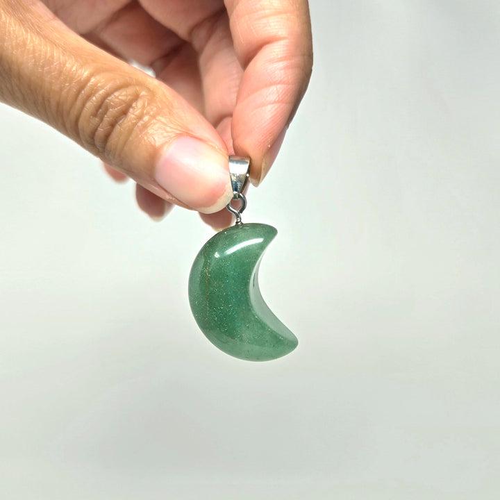 Green Aventurine Moon Pendant 3/4 Inch | The Harmony Store Pendant