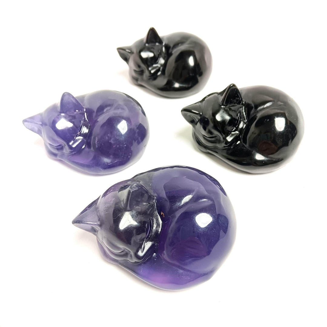 Hand Carved Crystal Cat Figurine 3 inch | The Harmony Store