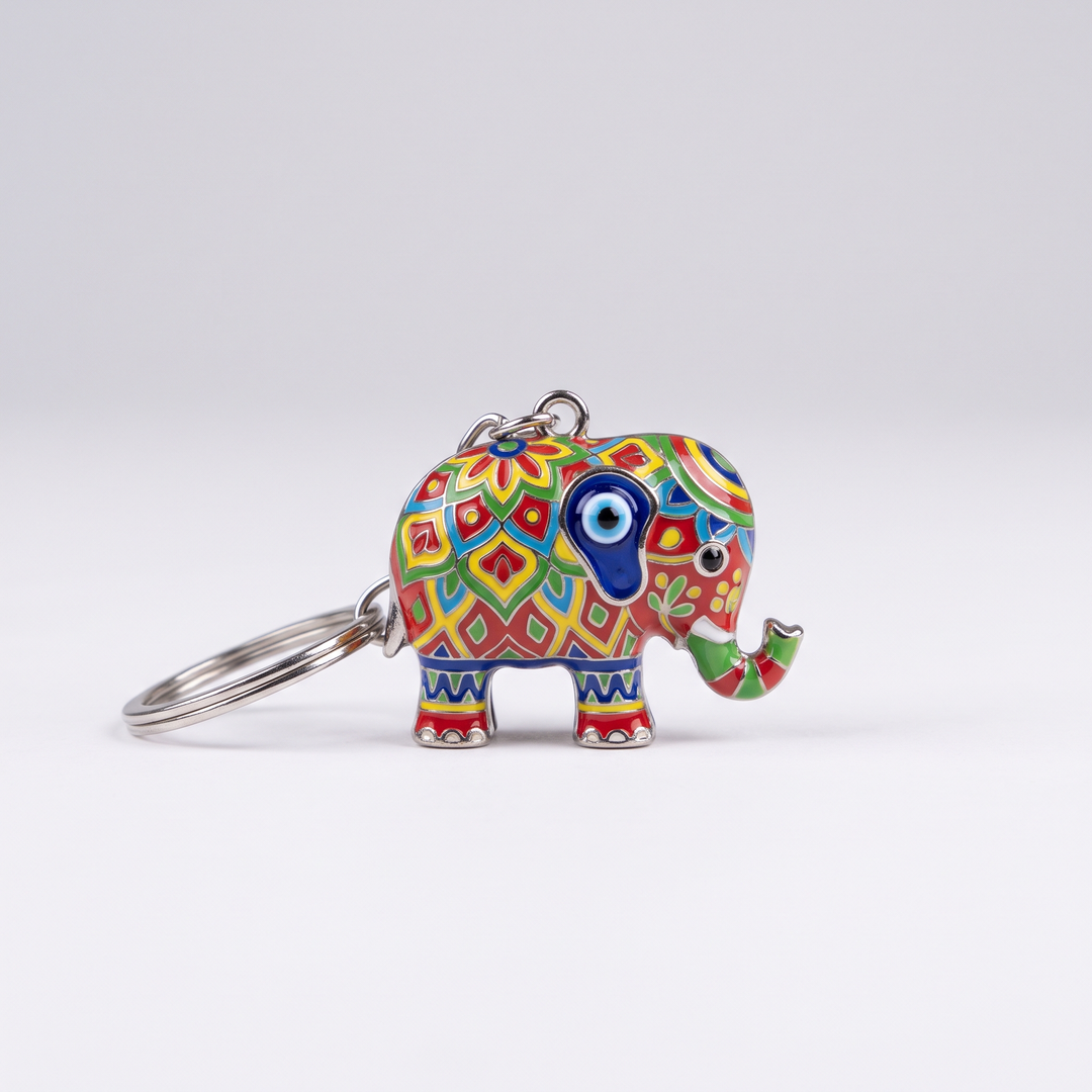 Evil Eye Colored Elephant Keychain