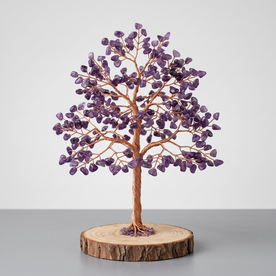 Amethyst Tree on Wood Base 8" Medium