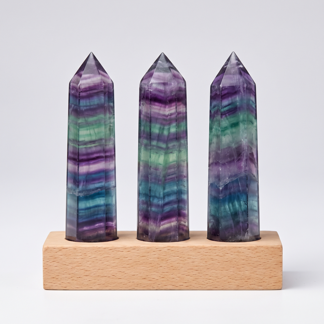 Rainbow Fluorite Wands on Stand