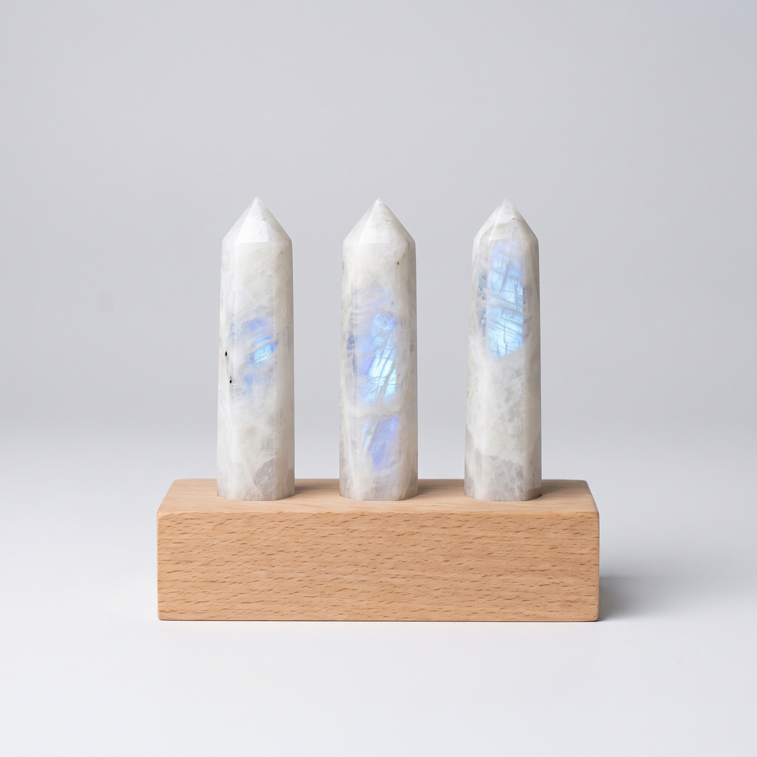 Rainbow Moonstone Wands on Stand