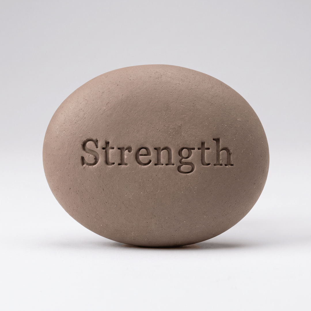 Inspirational Words Engraved Clay Stone | The Harmony Store Worry Stone