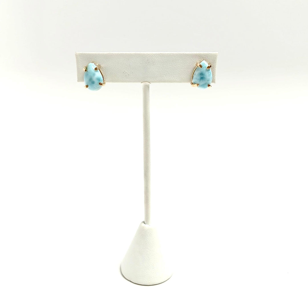 Larimar Cabochon Claw Stud Earrings | The Harmony Store Earring