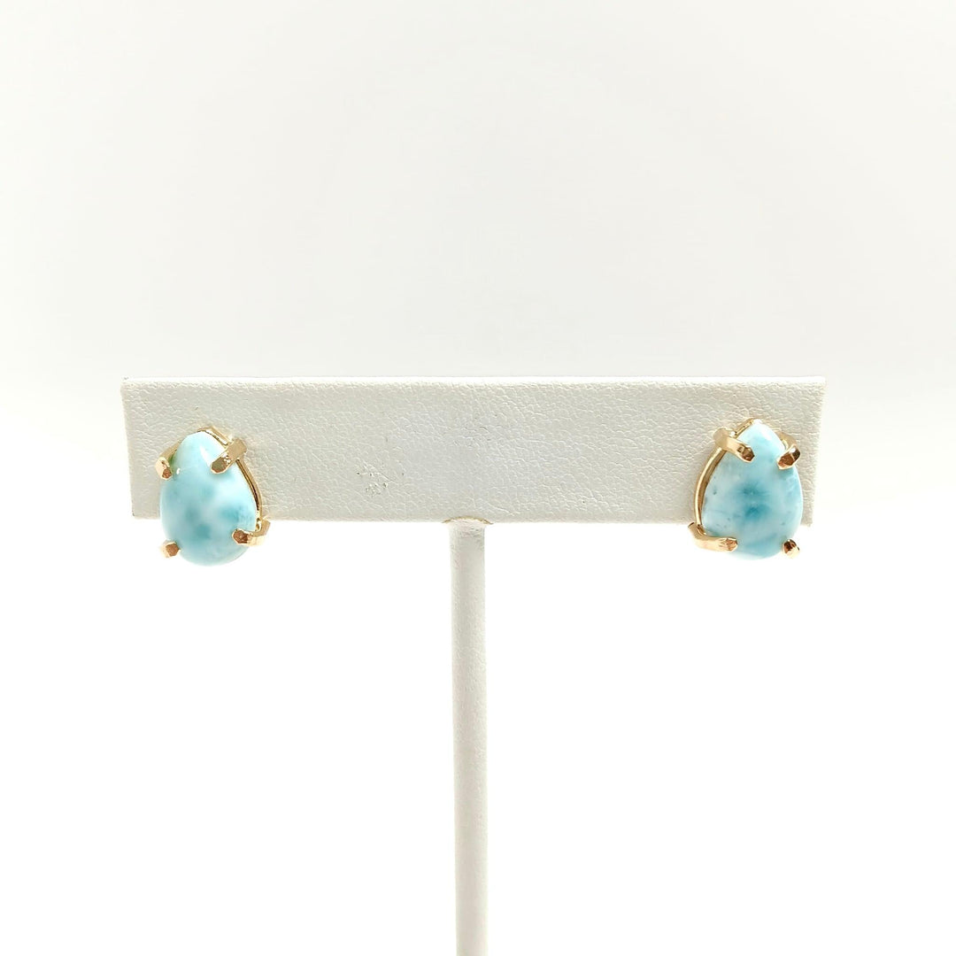 Larimar Cabochon Claw Stud Earrings | The Harmony Store Earring