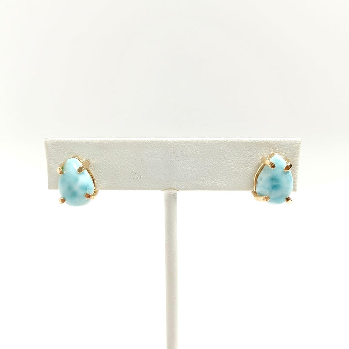 Larimar Cabochon Claw Stud Earrings | The Harmony Store Earring