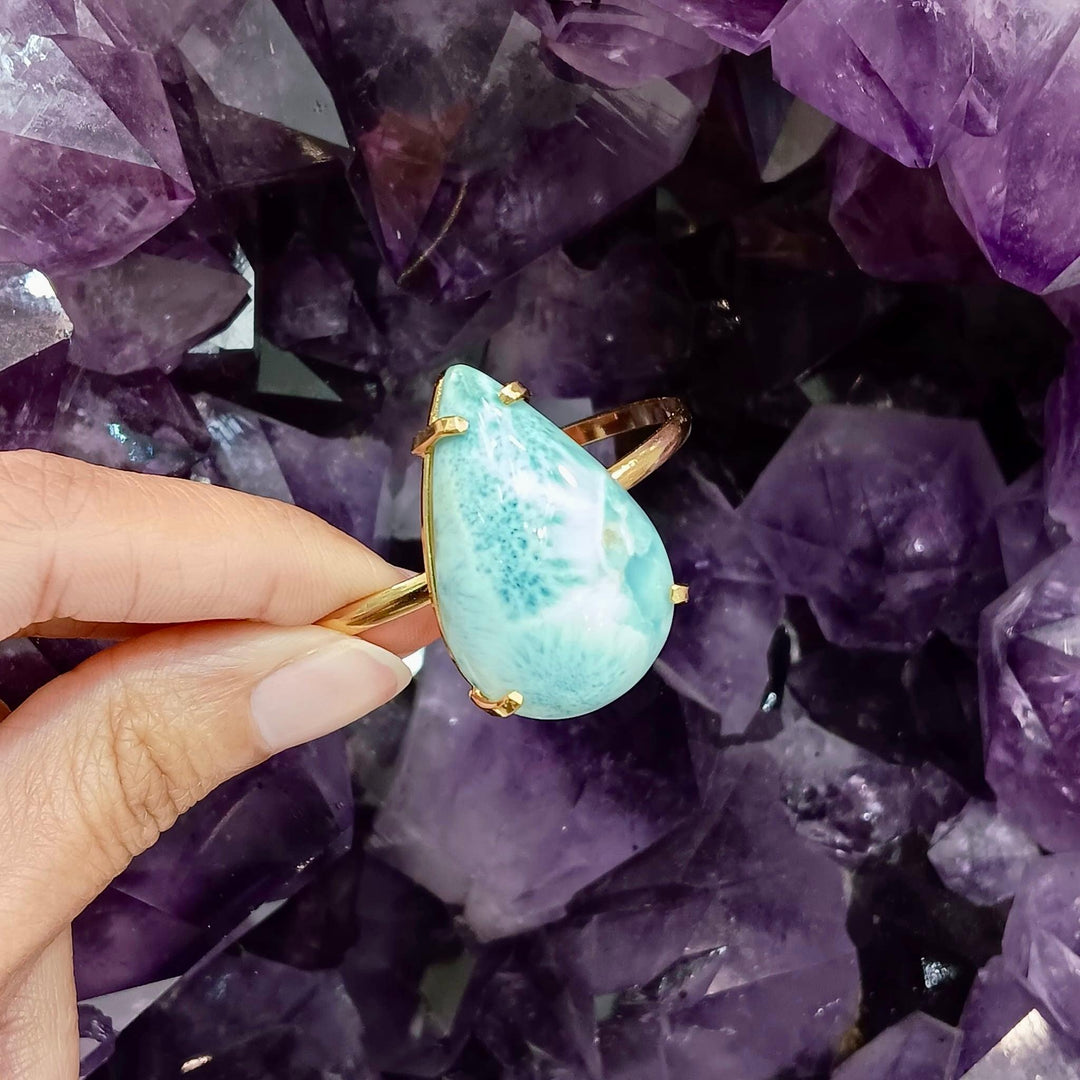 Larimar Cabochon Simple Band Bracelet | The Harmony Store Bracelet