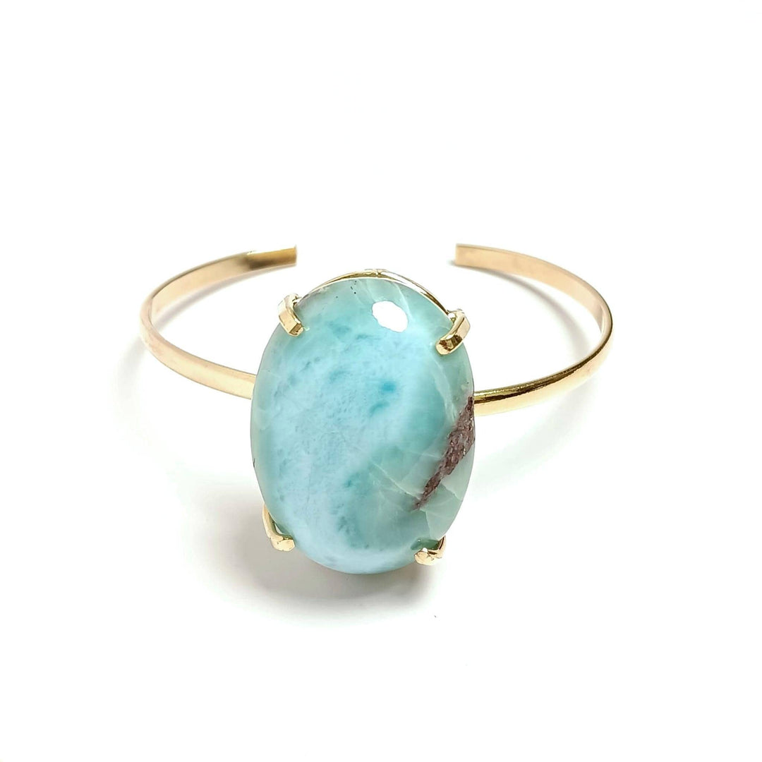 Larimar Cabochon Simple Band Bracelet | The Harmony Store Bracelet