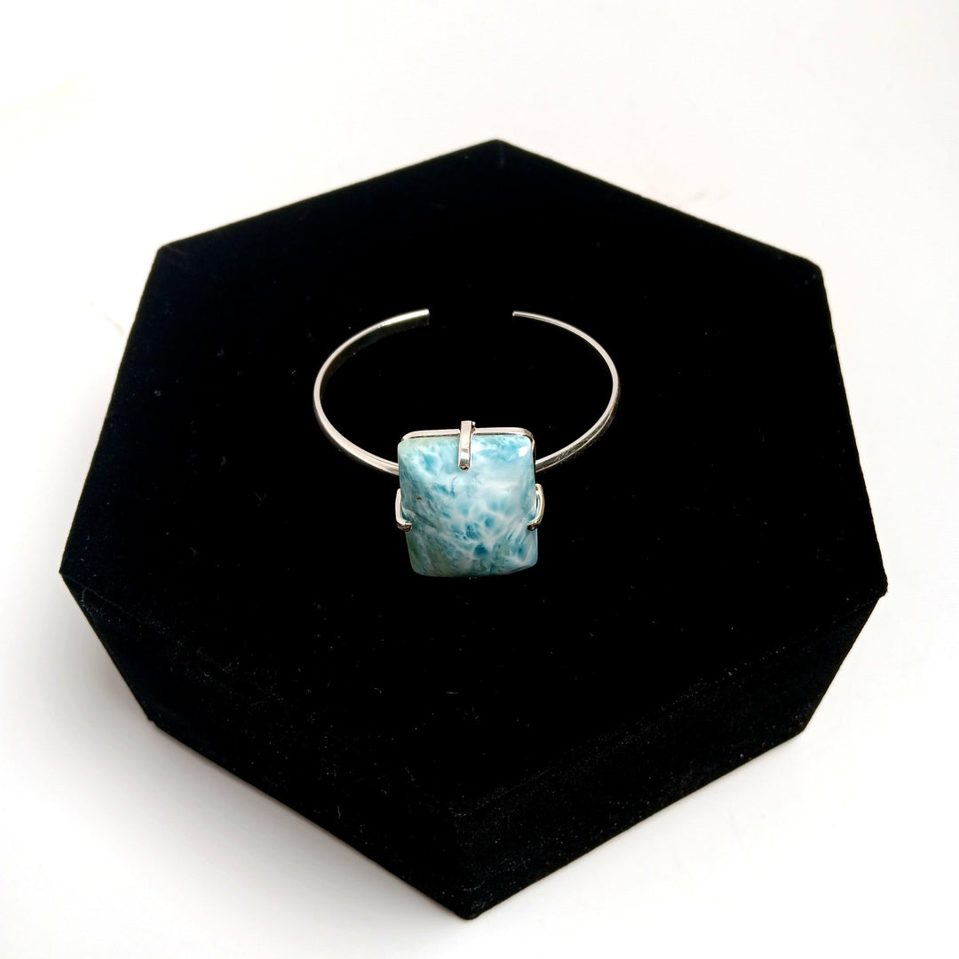Larimar Cabochon Simple Band Bracelet | The Harmony Store Bracelet