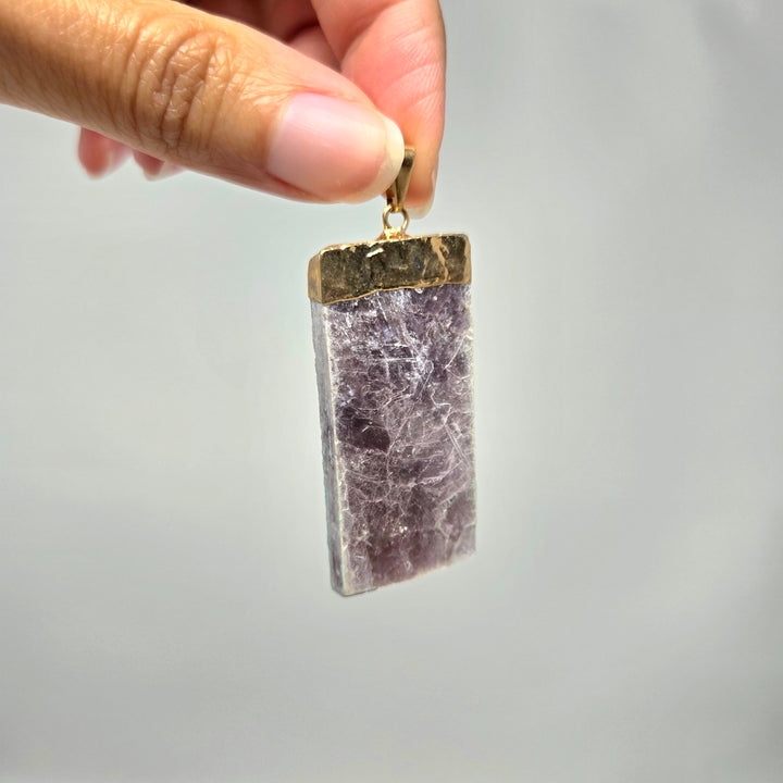 Lepidolite Slab Necklace with Gold Finish Necklace