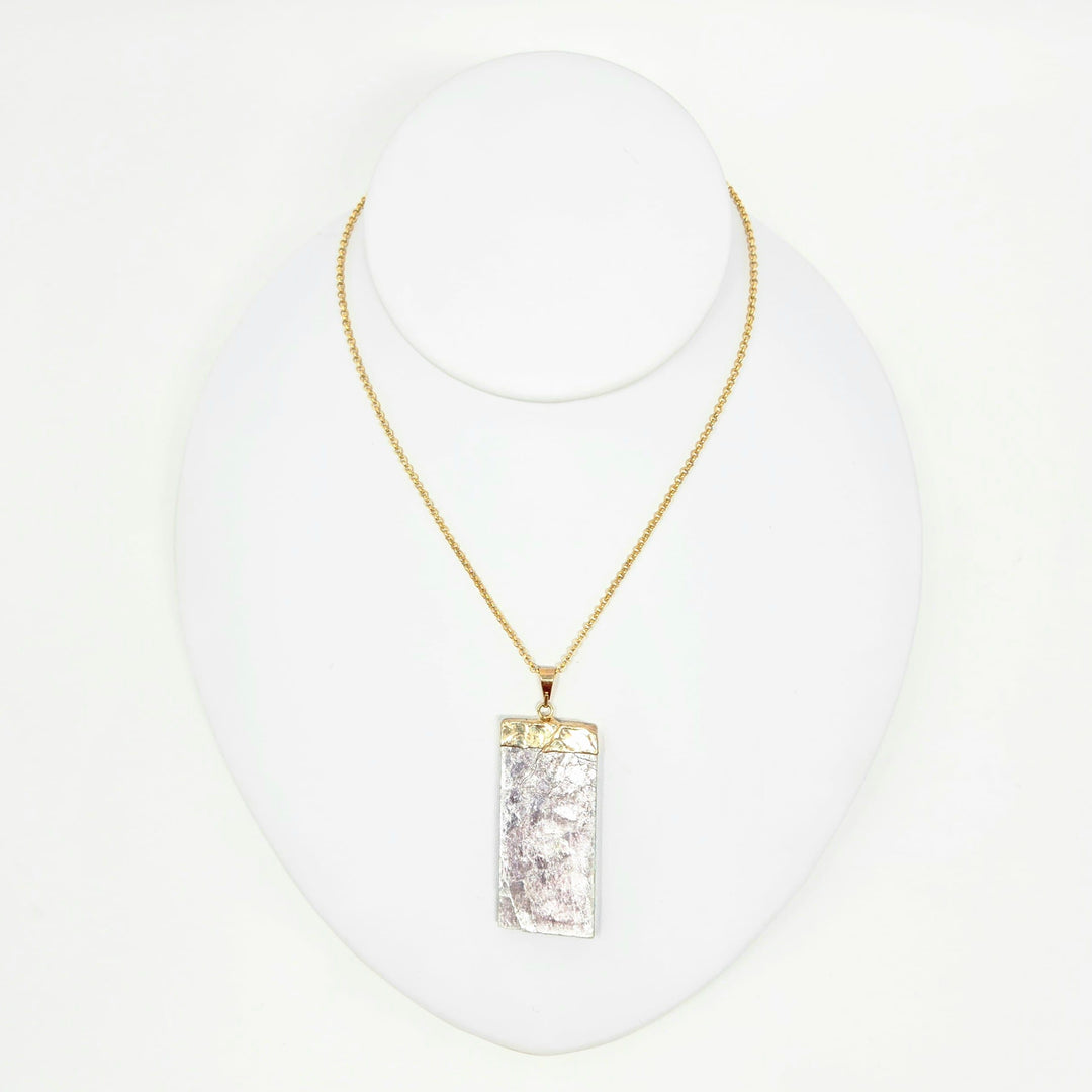 Lepidolite Slab Necklace with Gold Finish Necklace