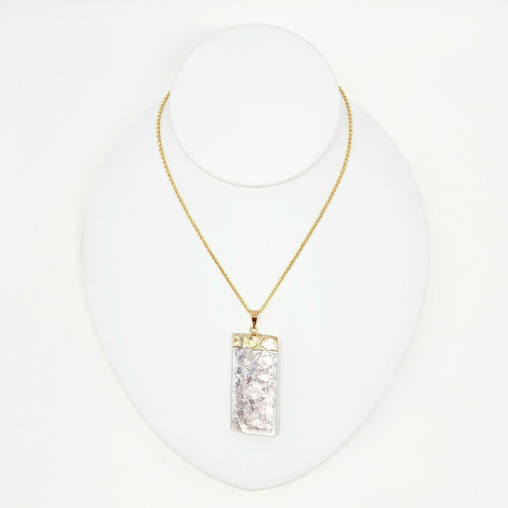 Lepidolite Slab Necklace with Gold Finish Necklace