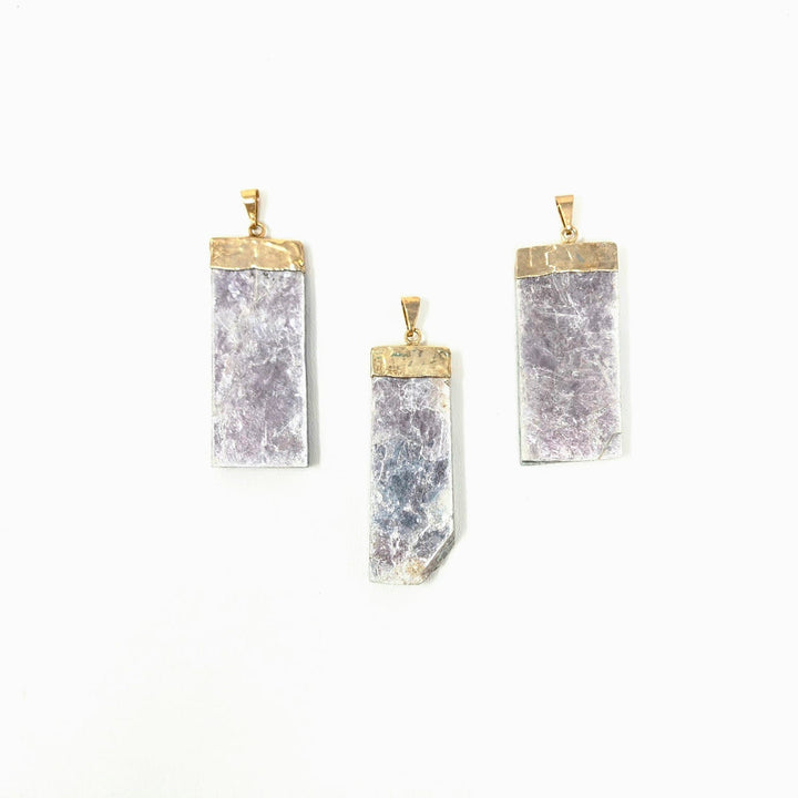Lepidolite Slab Necklace with Gold Finish Necklace