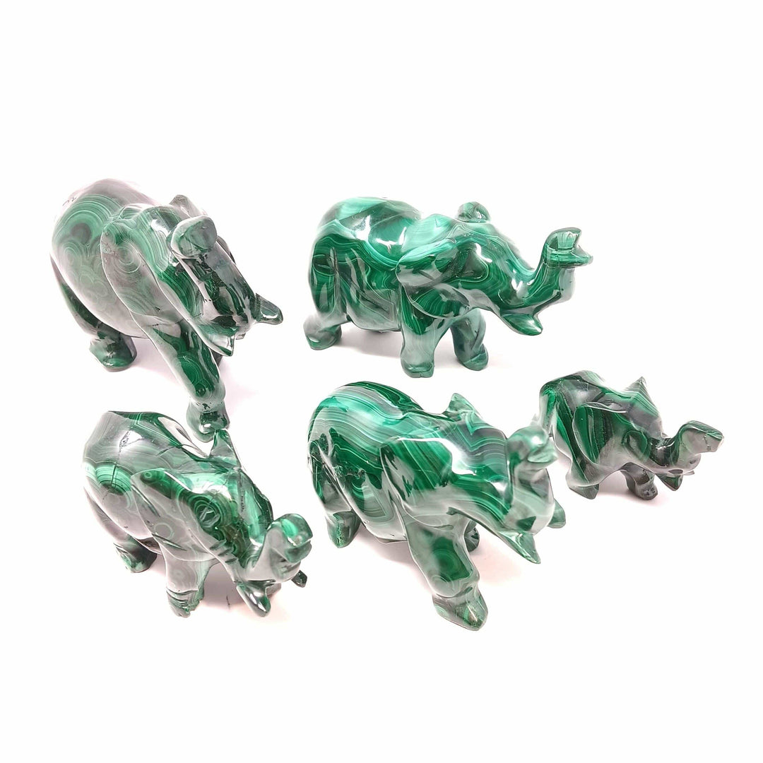 Malachite Elephant Figurine | The Harmony Store Carving