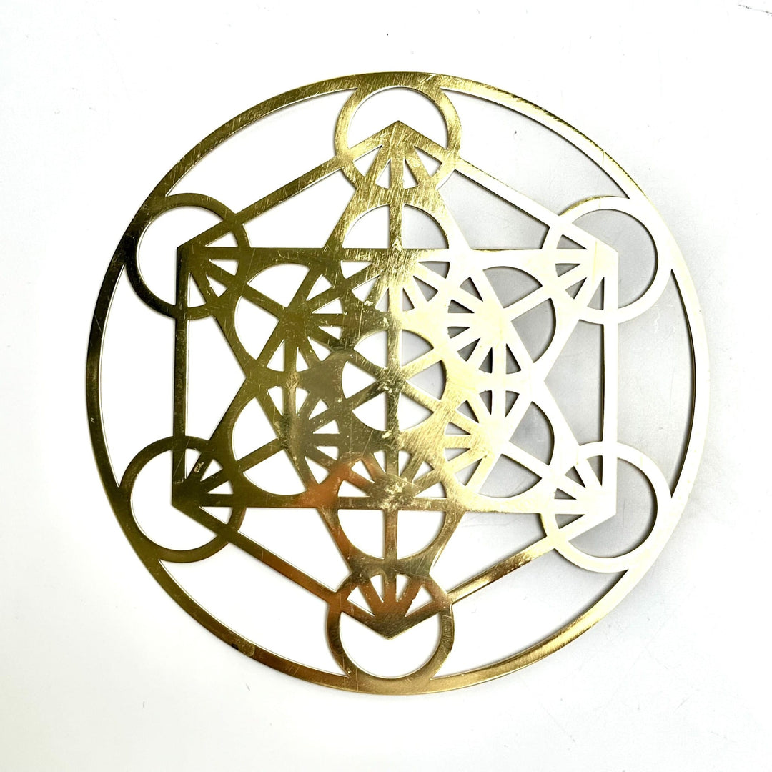 Brass Metatron Crystal Grid Plate 6 inch | The Harmony Store Metaphysical Decor