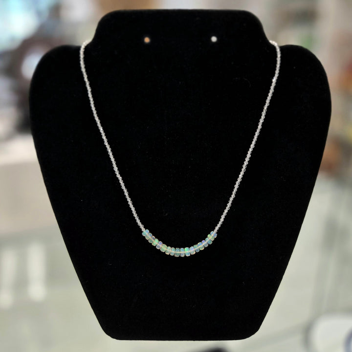 Ethiopian Opal White 925 Silver Micro Faceted Necklace | The Harmony Store Eth Opal + White : 2mm