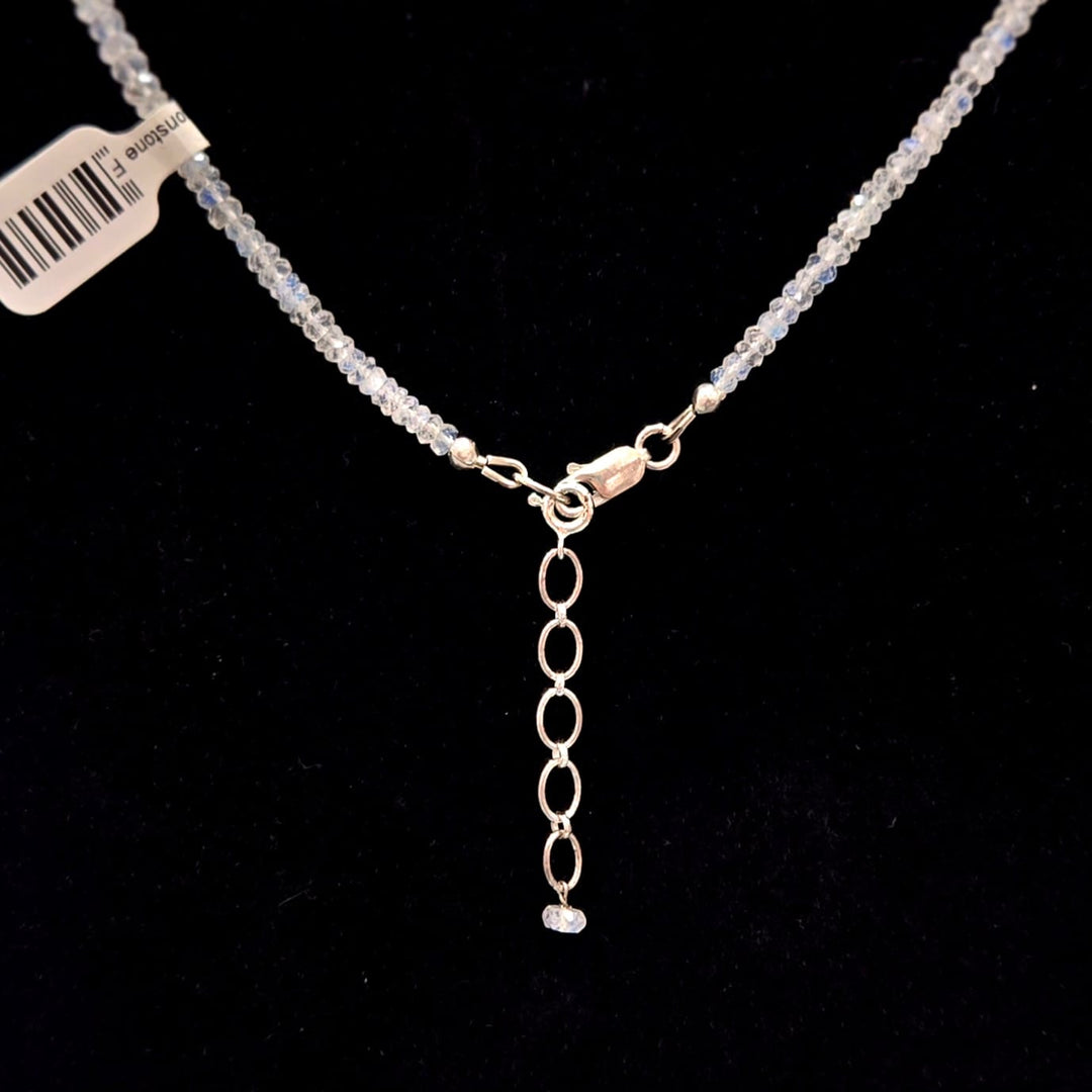 Rainbow Moonstone 925 Silver Micro Faceted Necklace 3mm | The Harmony Store Rainb MoonStone : 3mm