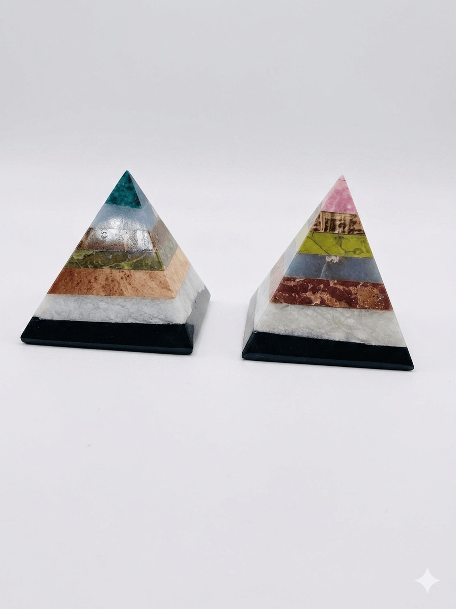 Chakra Style Mix Crystal Pyramid | The Harmony Store Pyramid