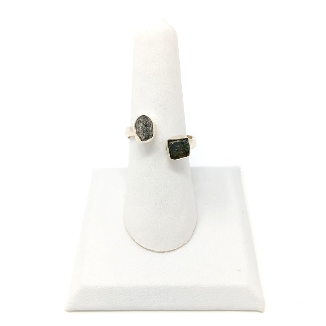 Moldavite Herkimer Diamond Silver Ring | The Harmony Store Ring