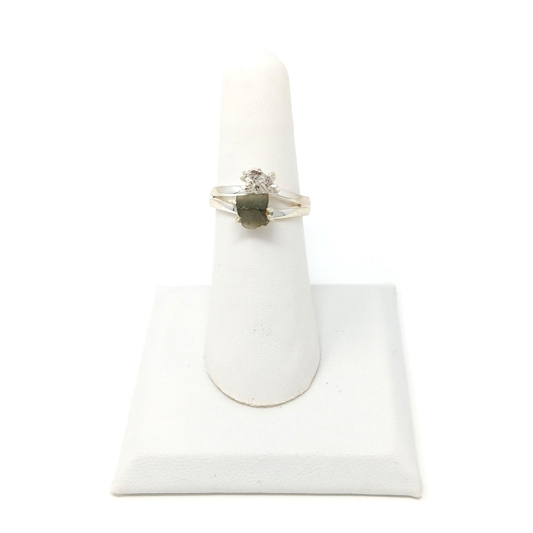 Moldavite & Herkimer Diamond 925 Ring | The Harmony Store Ring
