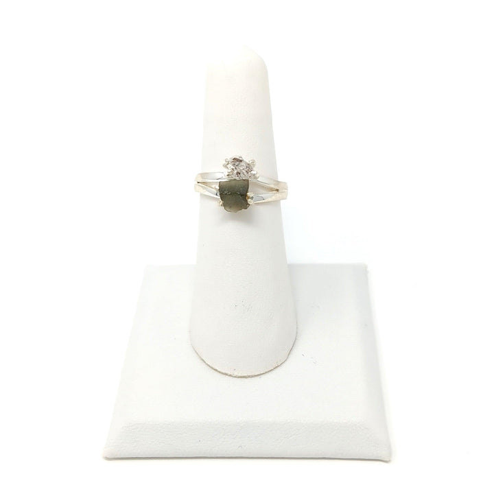 Moldavite &amp; Herkimer Diamond 925 Ring | The Harmony Store Ring