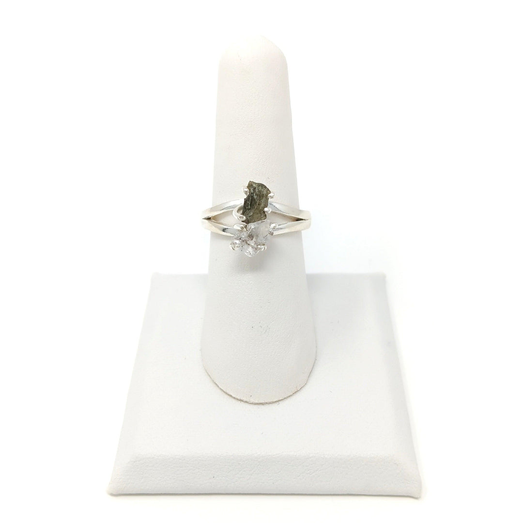 Moldavite &amp; Herkimer Diamond 925 Ring | The Harmony Store Ring