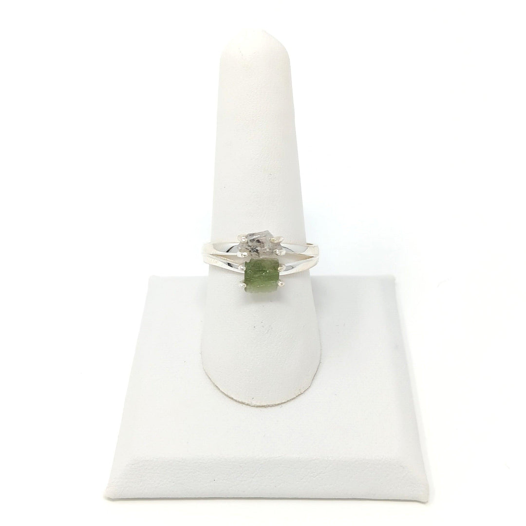 Moldavite &amp; Herkimer Diamond 925 Ring | The Harmony Store Ring